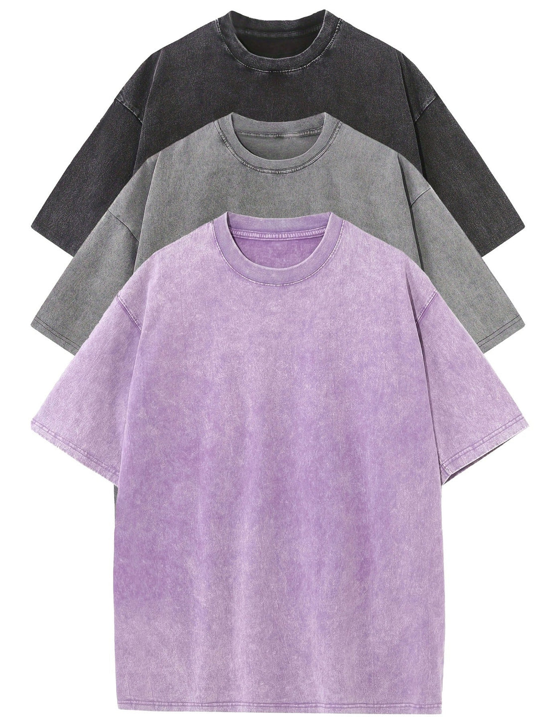 Conjunto de camisetas oversized de algodón casual - Paquete de 3