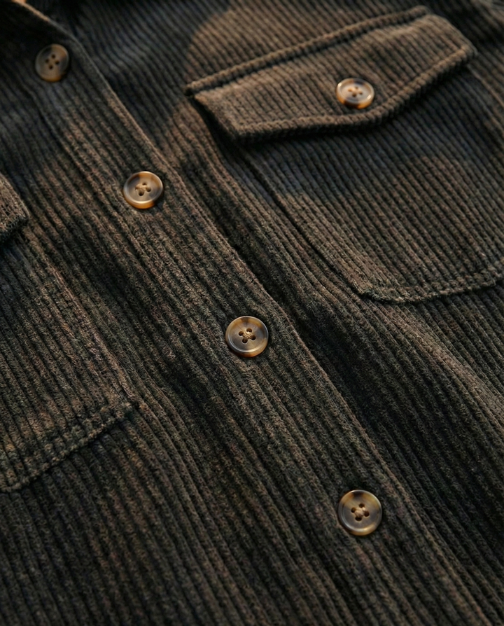 Lia - Vestido Camisero de Pana Premium