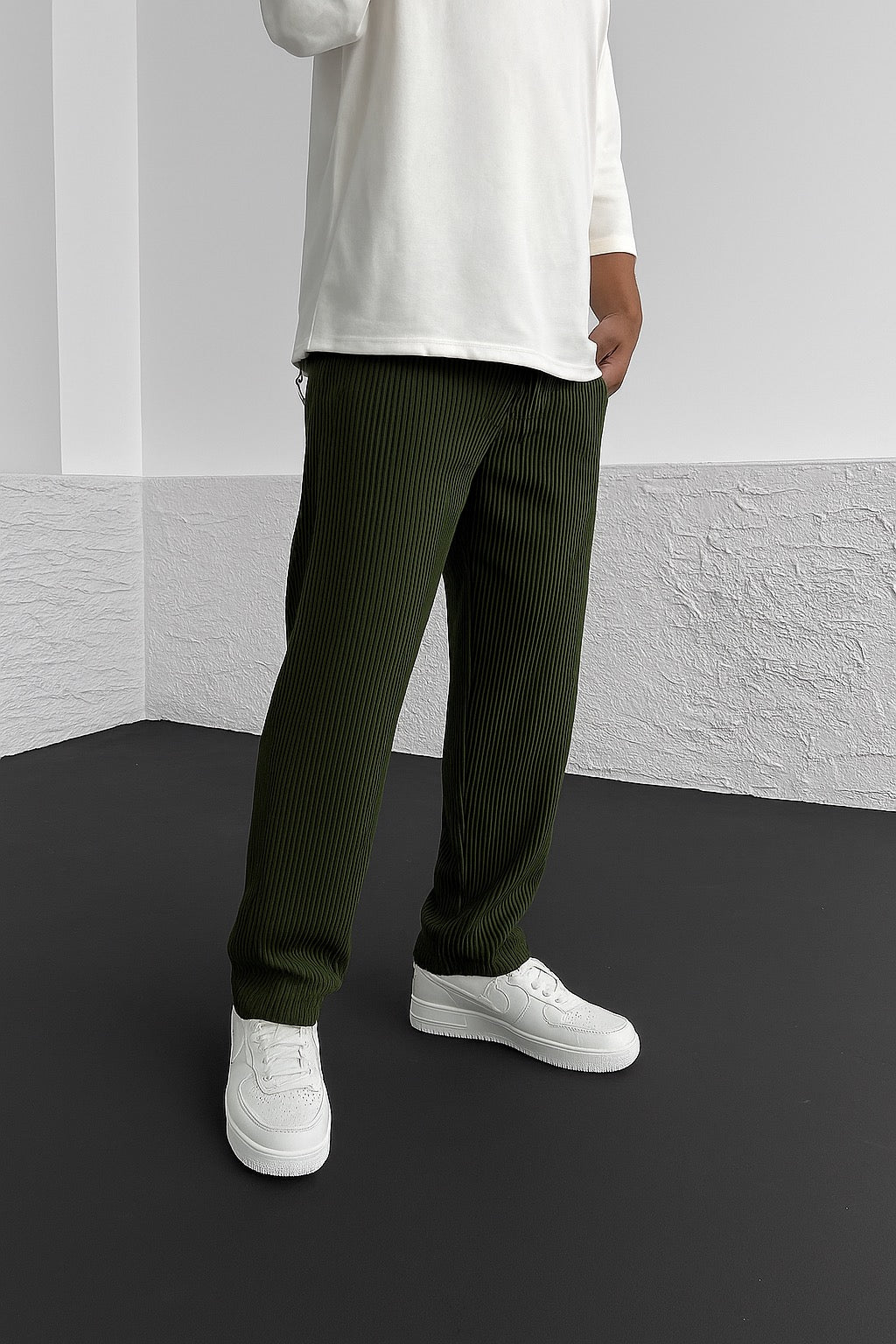 Pantalón Confort En Spandex Cotelé