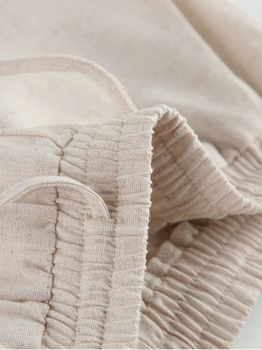 Bárbara - Conjunto Útil de Lino de dos Piezas con Pantalón de Pierna Ancha