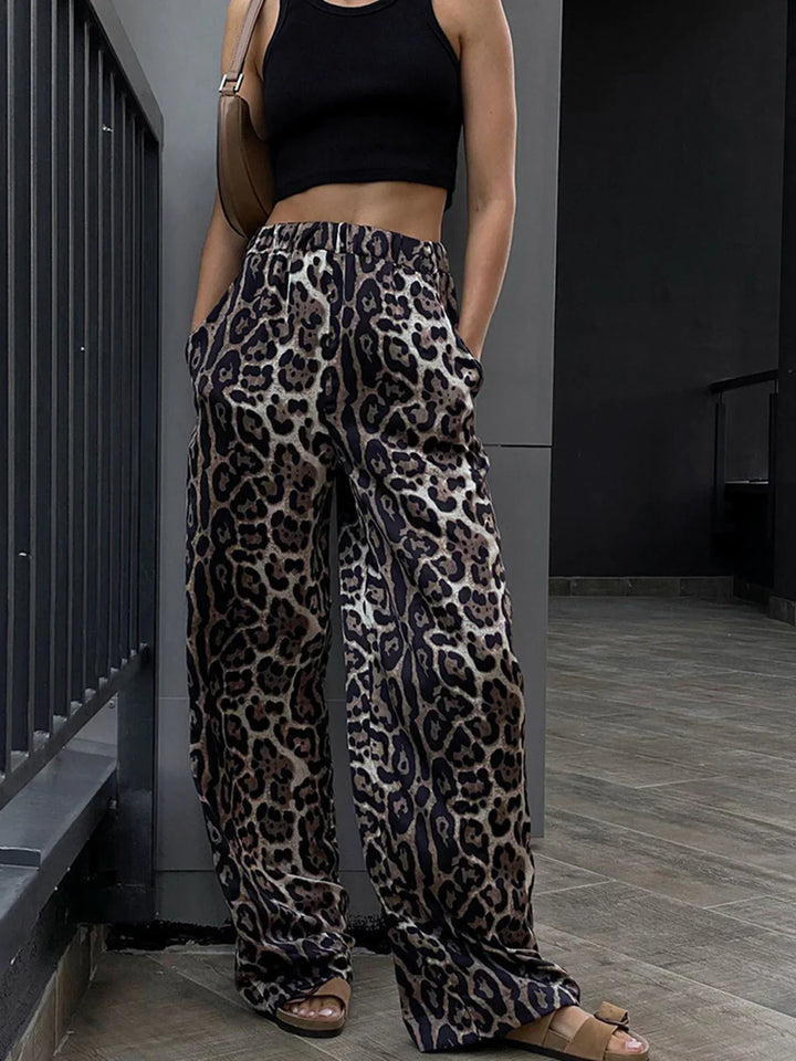 Rebeca - Pantalón Ancho con Estampado de Leopardo