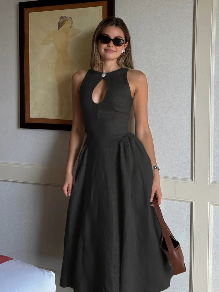 Victoria - Vestido Largo de Algodón y Lino