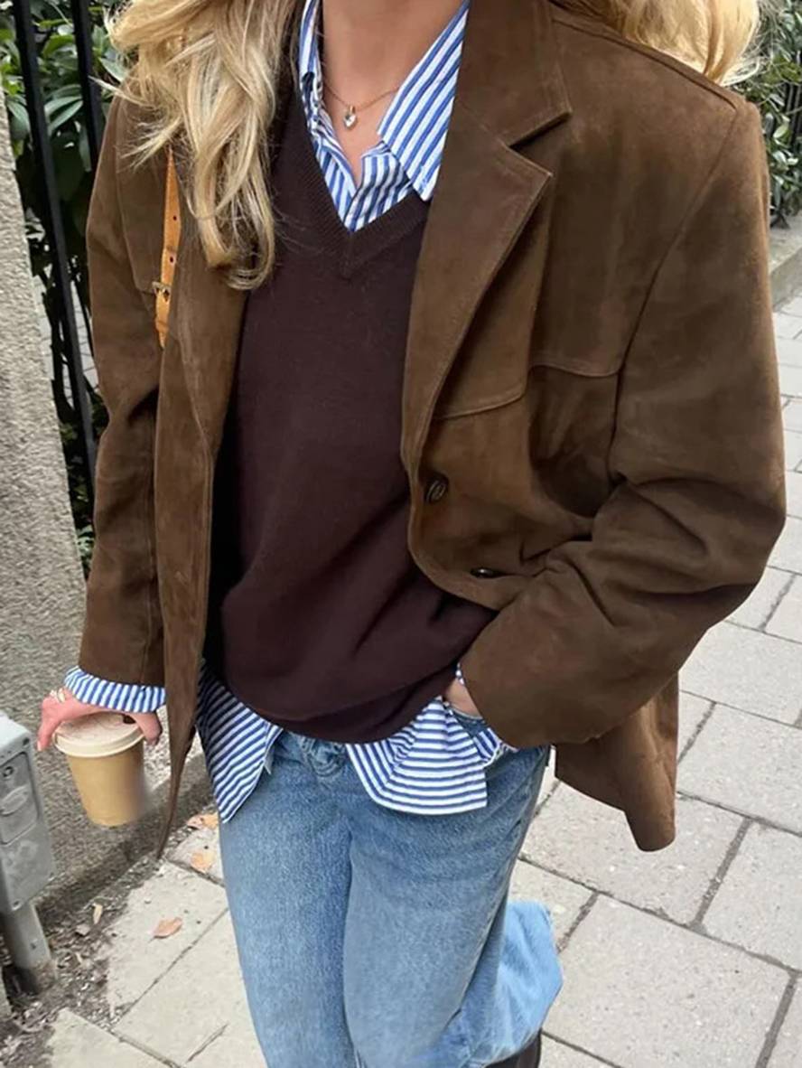 FIORA- Giacca Blazer in Camoscio