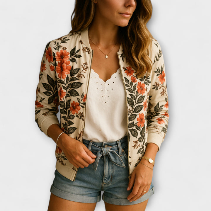 Casandra - Chaqueta bomber elegante con estampado floral