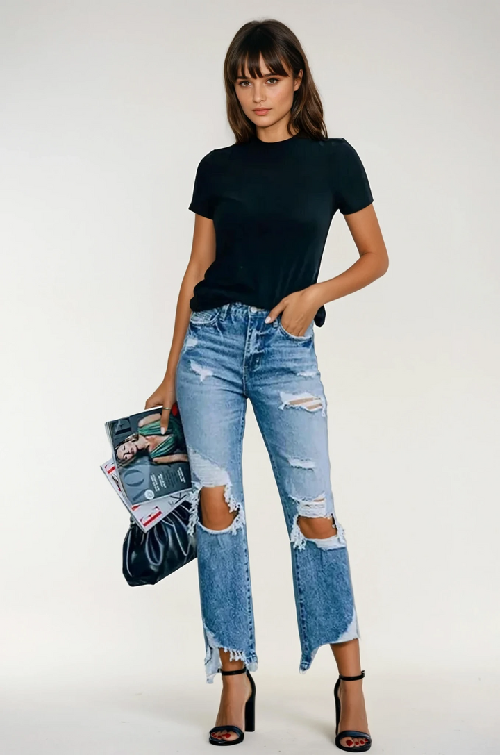 GIADA Ripped Raw Edge Jeans