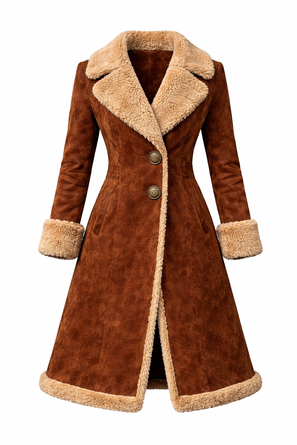 Abrigo Largo de Inspiración Vintage con Pelaje Sintético