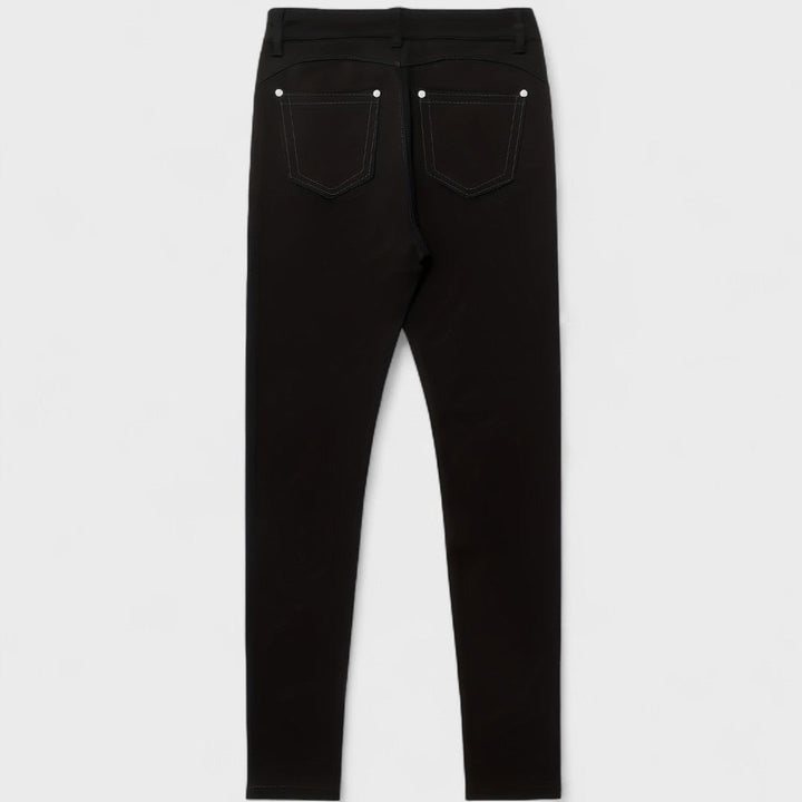 Floriale - Jeans neri in denim a vita alta per donna