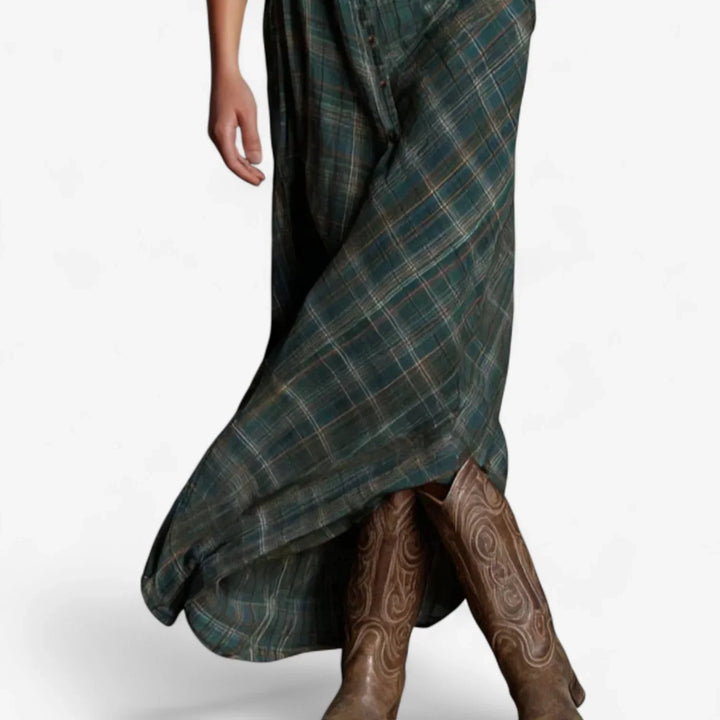 Rosa - Vestido Camisero de Cuadros Esmeralda