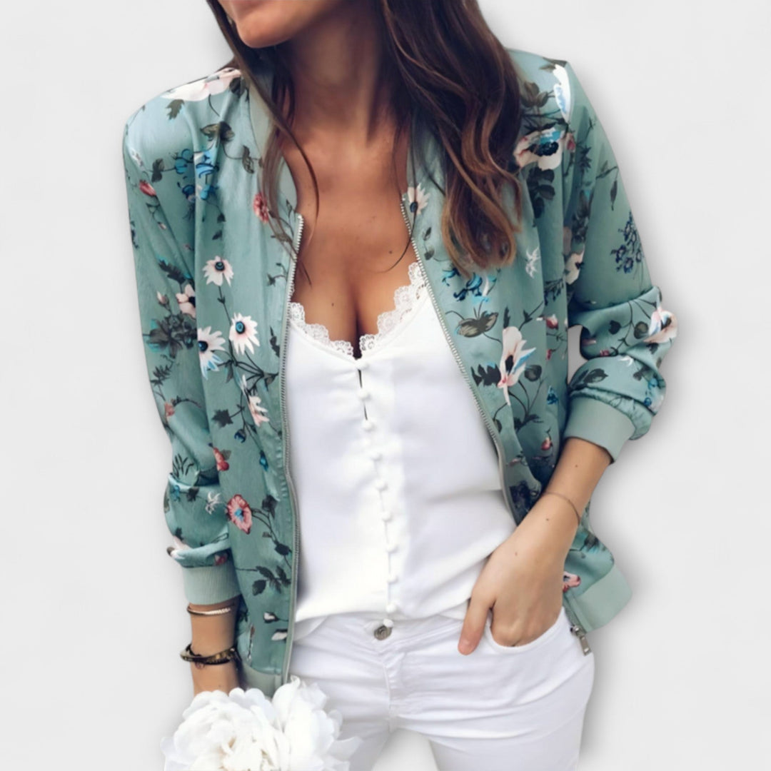 Casandra - Chaqueta bomber elegante con estampado floral