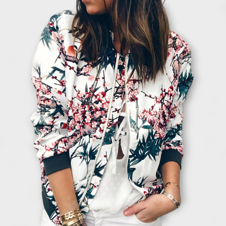 Casandra - Chaqueta bomber elegante con estampado floral
