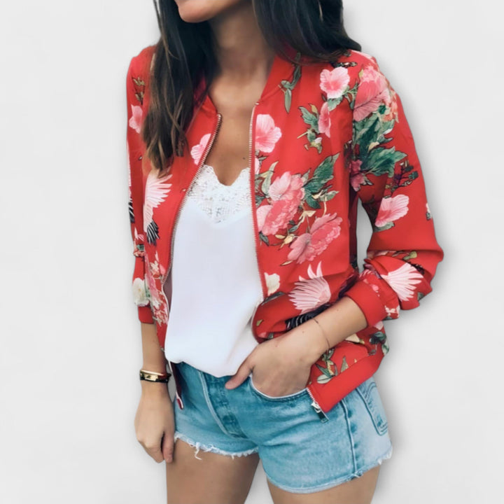 Casandra - Chaqueta bomber elegante con estampado floral